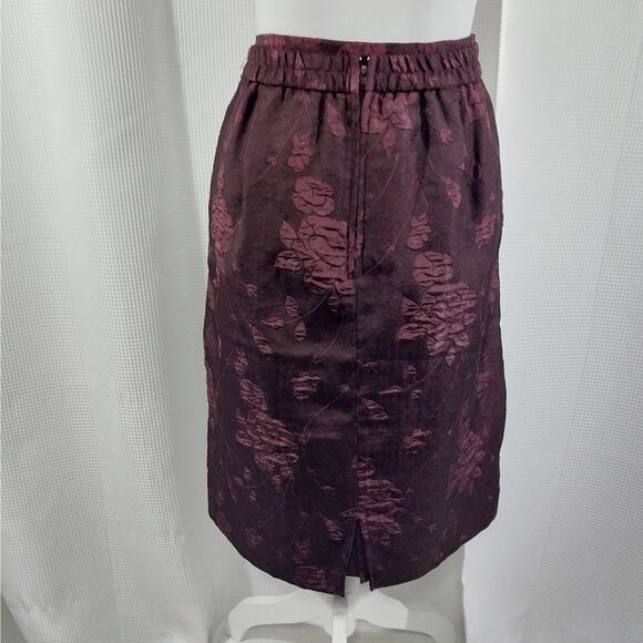 MISS DORBY PETITES! BURGUNDY FLORAL RELUEF 2 PC SKIRT & JACKET SUIT, SET! SZ 14P - Picture 10 of 13